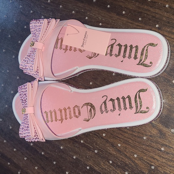 💕HP💕Juicy Couture Pink Rhinestone Bow Sandals - Size 10 - Picture 6 of 12
